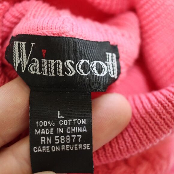 Wainscott VTG Pink Cable Knit Turtle Neck Pullover Sweater Large - Picture 8 of 13